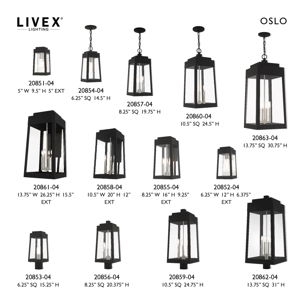 3 Lt Black Outdoor Wall Lantern