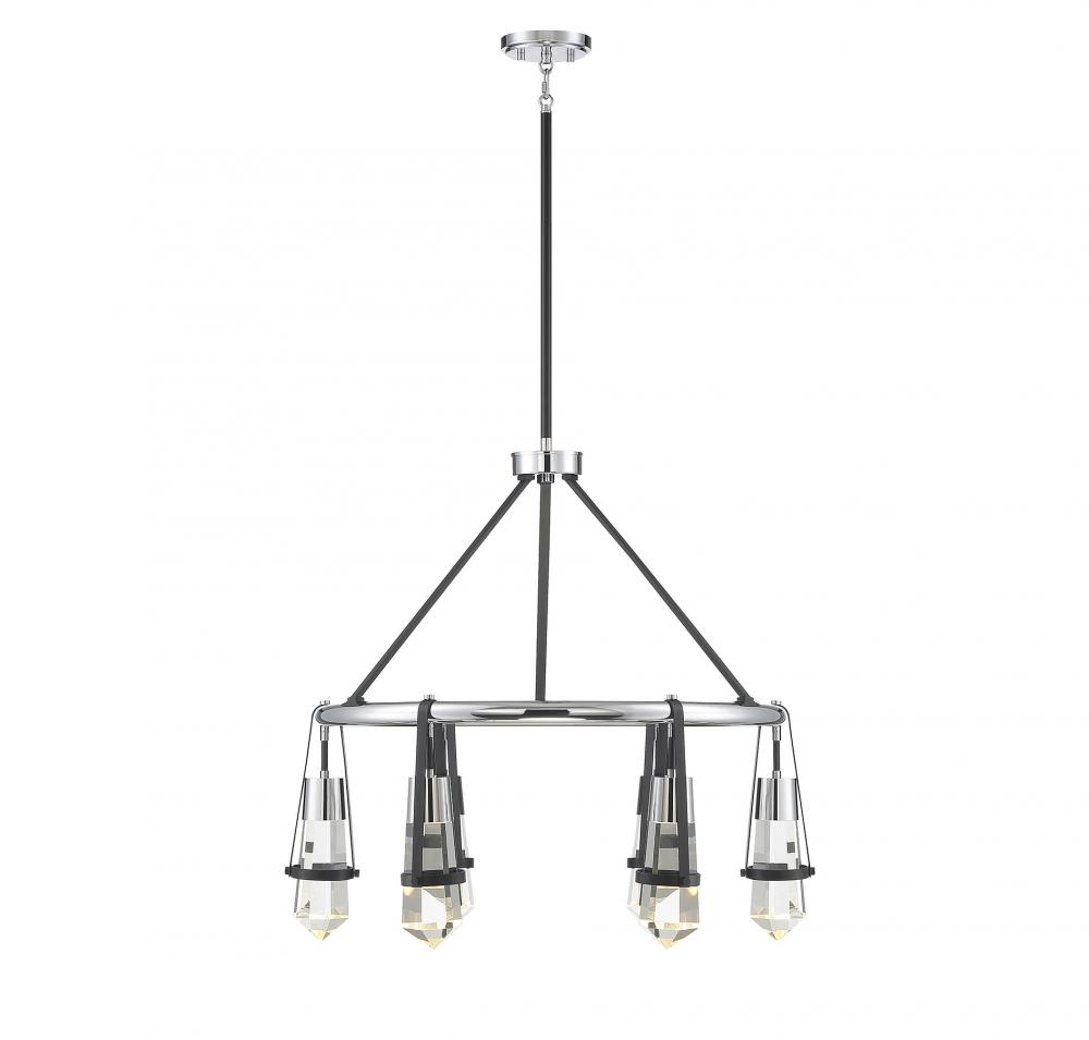 Denali 6-Light LED Chandelier in Matte Black with Polished Chrome Accents