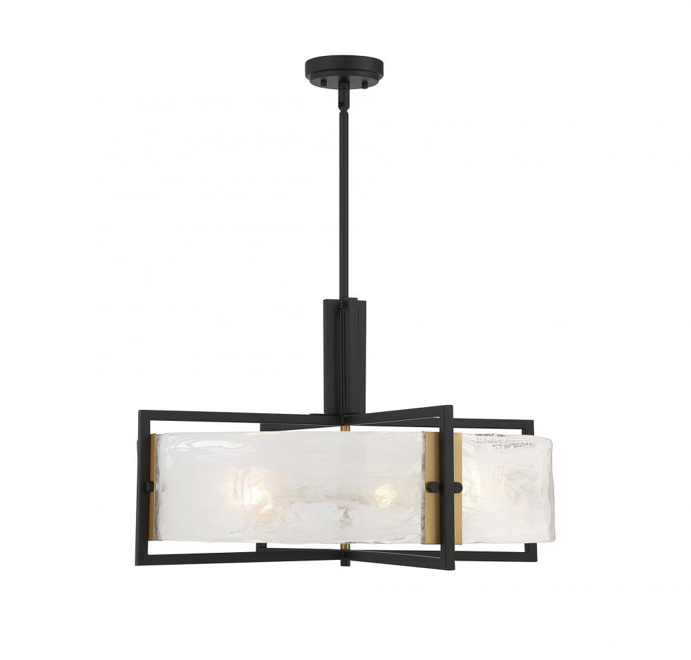 Hayward 5-Light Pendant in Matte Black with Warm Brass Accents