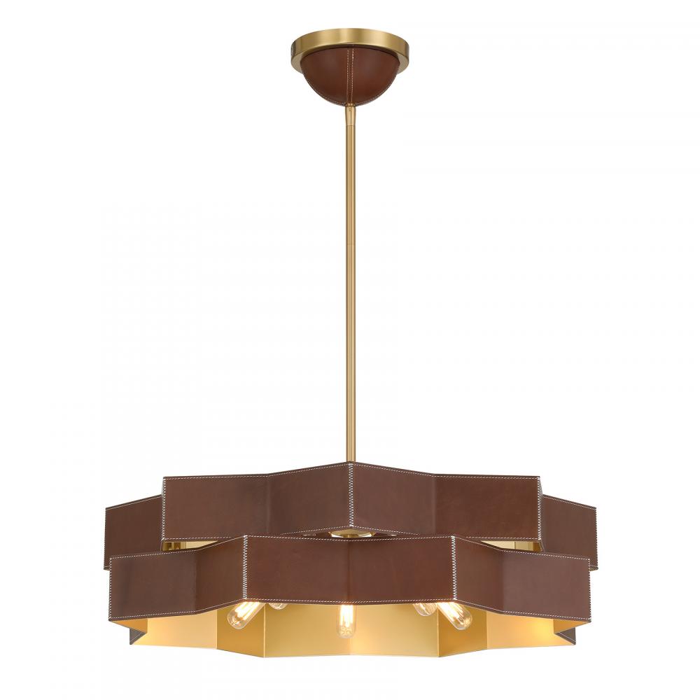 Atherton 5-Light Pendant in Warm Brass