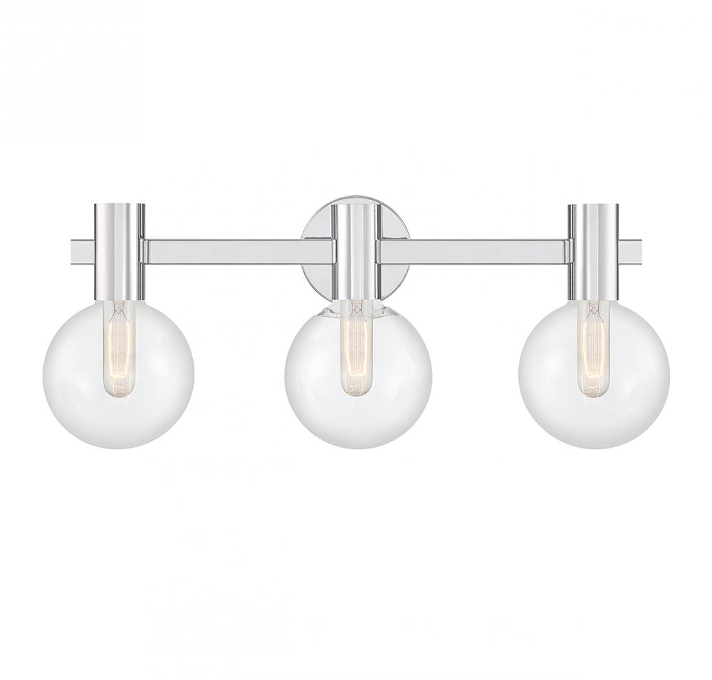 Wright 3-Light Bathroom Vanity Light in Chrome