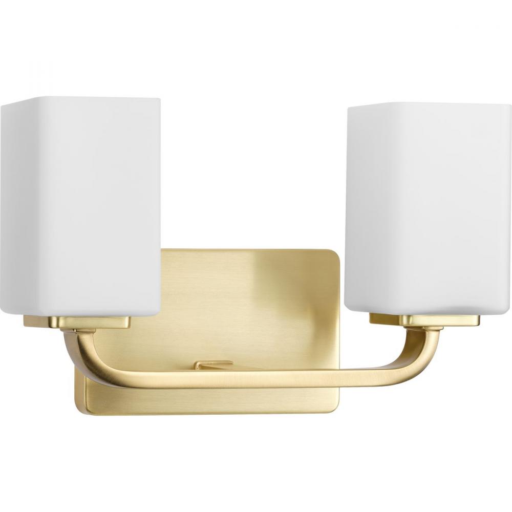 Cowan Collection Two-Light Modern Satin Brass Etched Opal Glass Bath Vanity Light