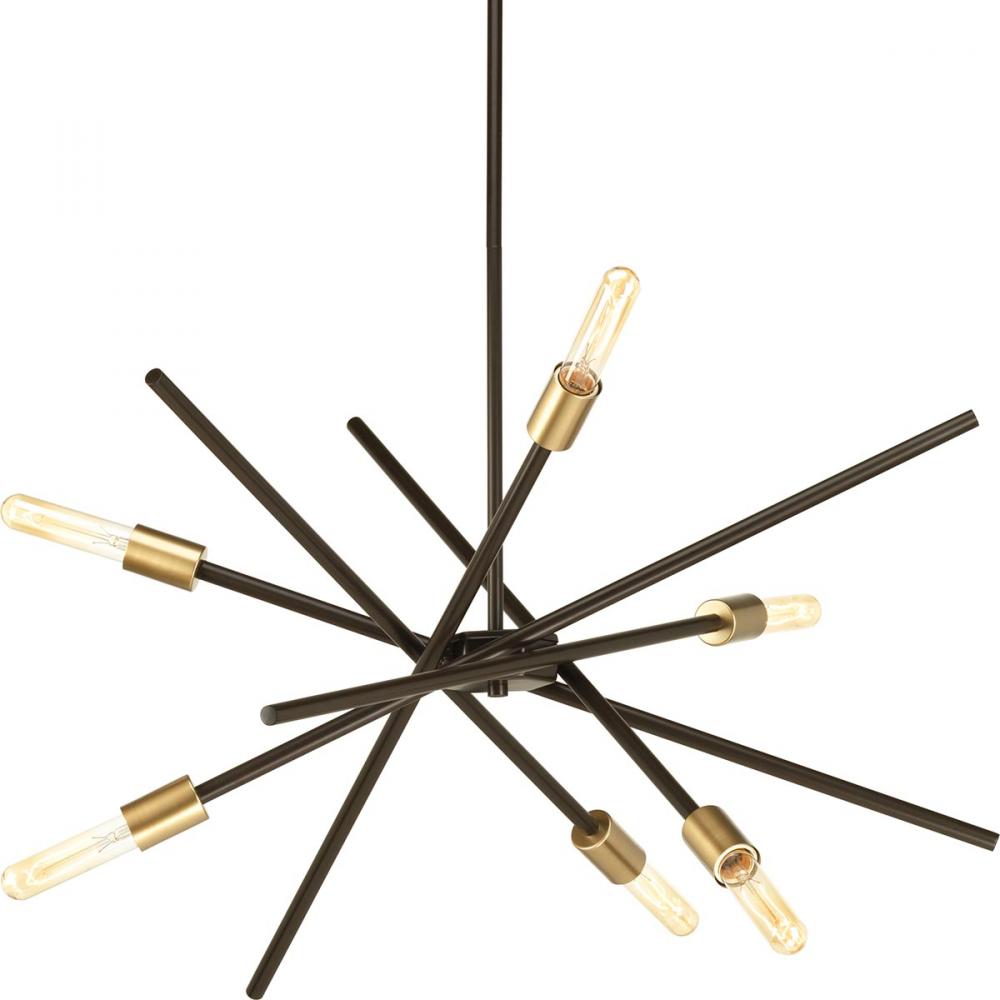 Astra Collection Six-Light Antique Bronze Mid-Century Modern Chandelier Light