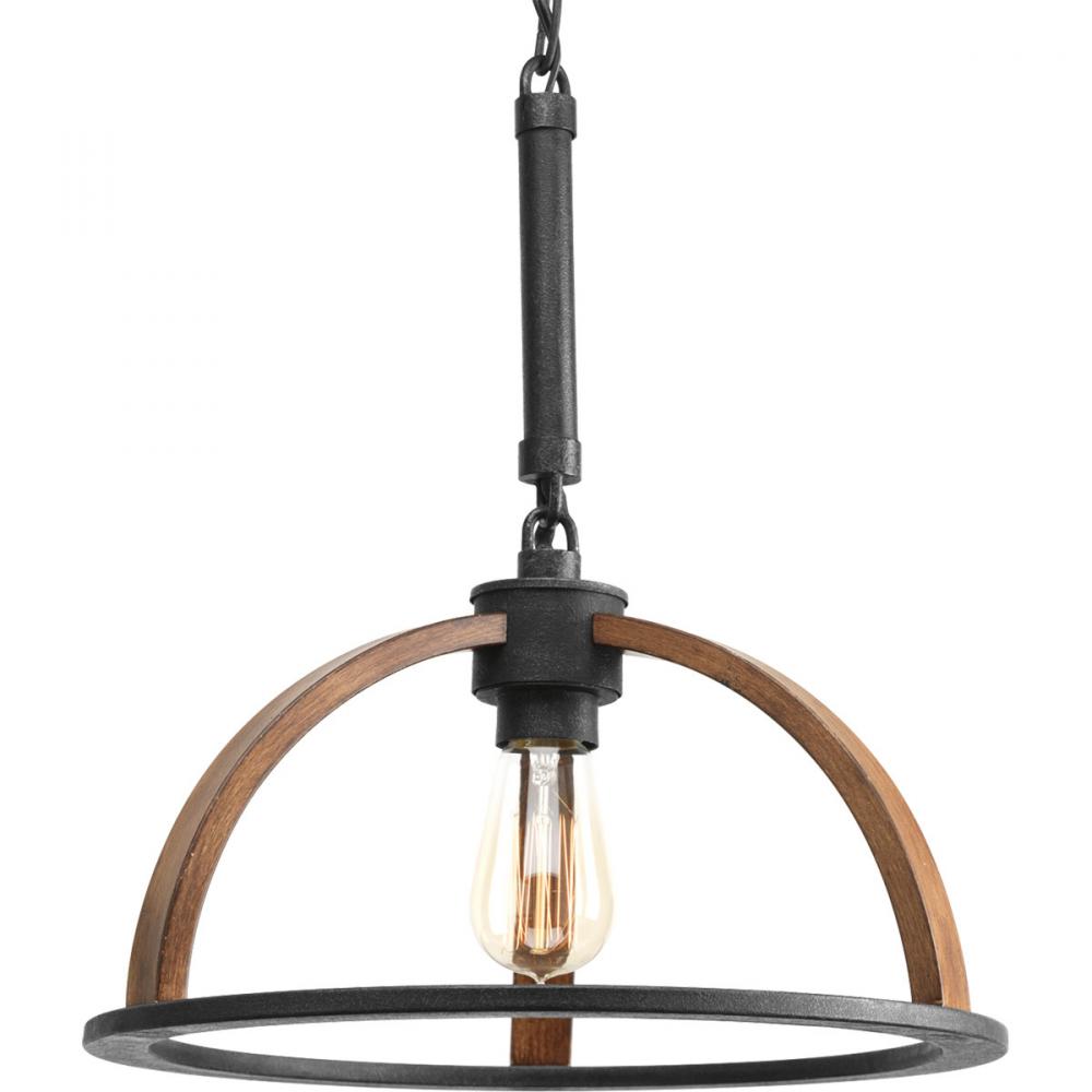 Trestle Collection One-Light Gilded Iron Farmhouse Pendant Light