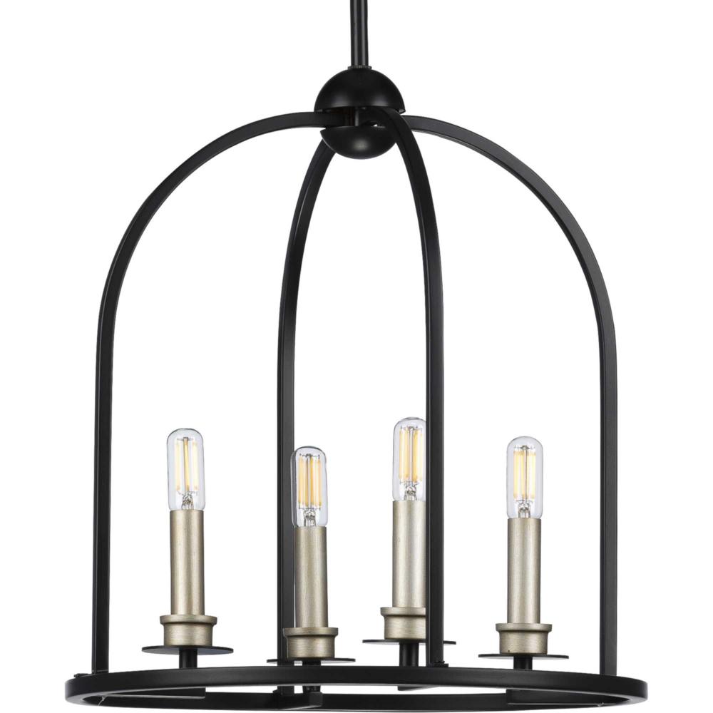 Seneca Collection Four-Light Matte Black Farmhouse Pendant Light