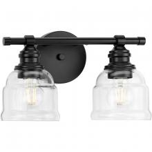 Progress P300374-31M - Ambrose Collection Two-Light Farmhouse Matte Black Clear Glass Bath Vanity Light