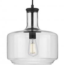 Progress P500231-031 - Latrobe Collection One-Light Matte Black Clear Glass Coastal Pendant Light