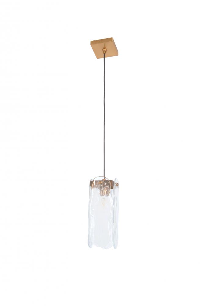 Angela 1 Light Pendant in Satin Brass