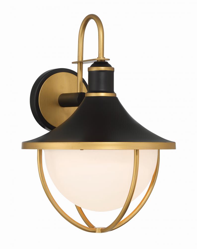 Atlas 1 Light Matte Black + Textured Gold Outdoor Sconce