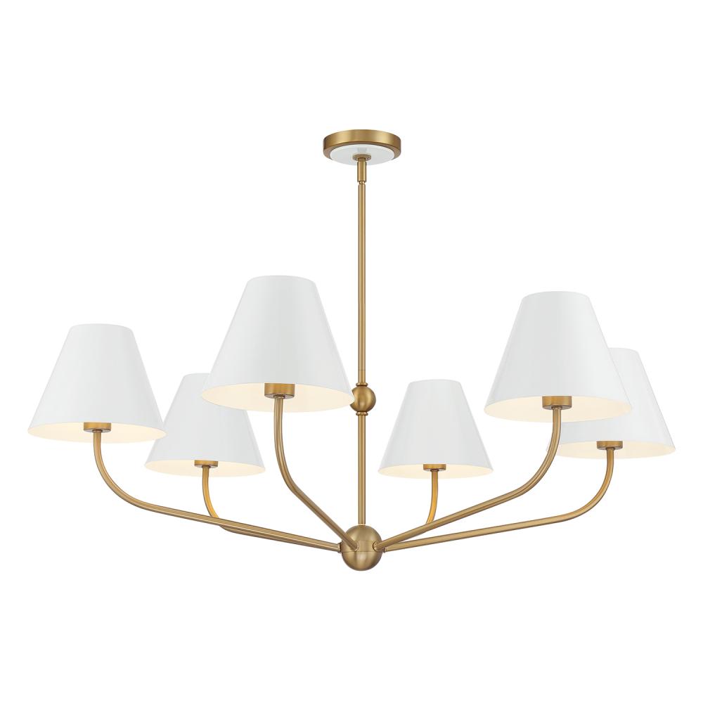 Xavier 6 Light Vibrant Gold + White Chandelier