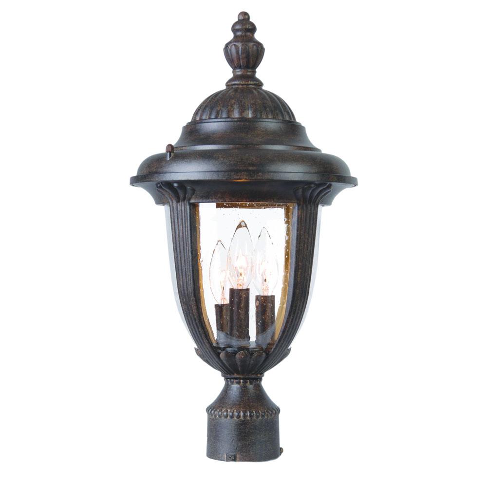 Monterey Collection Post-Mount 3-Light Outdoor Black Coral Light Fixture