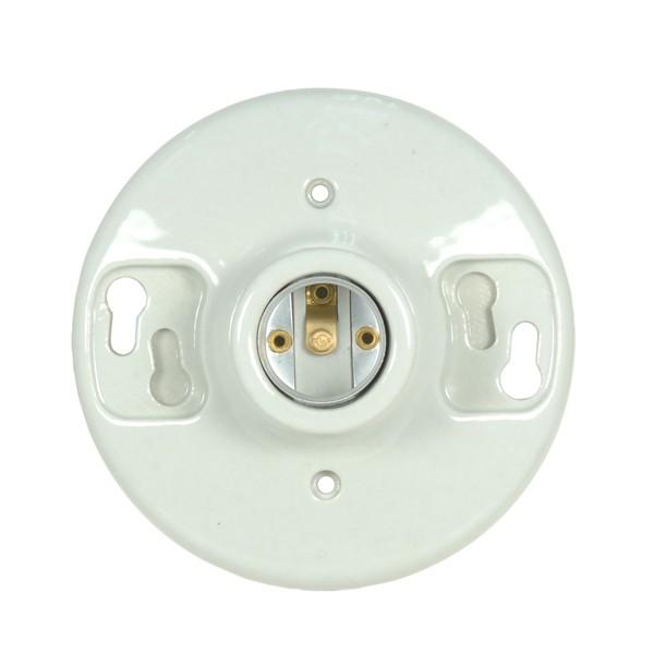 Keyless Glazed Porcelain Ceiling Receptacle; 4 Terminal; Screw Terminals; 4-3/8" Diameter; 660W;