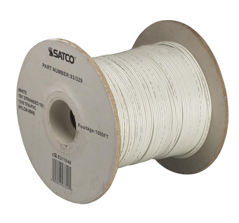 Lighting Bulk Wire; 18/1 Stranded UL 1316 105C AWM TFN-PVC Nylon; 1000 Foot/Spool; White