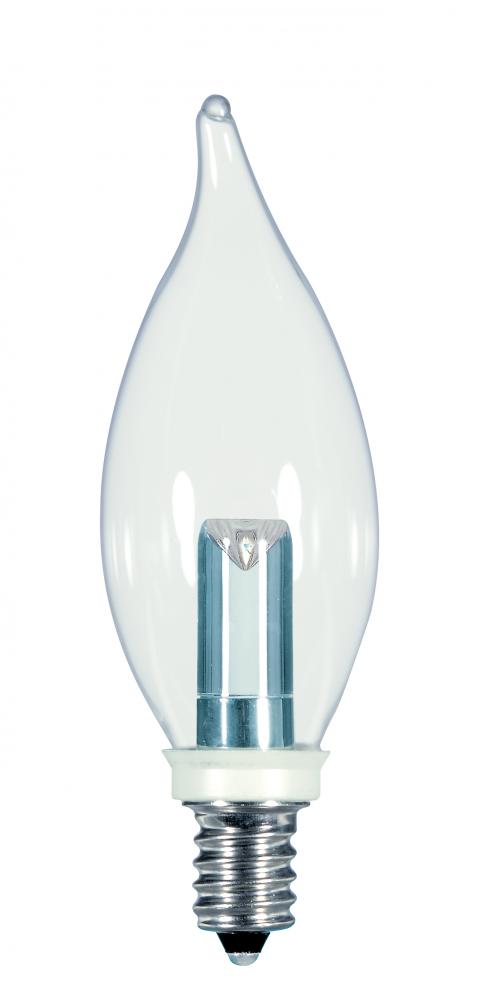 1 Watt LED; CA8; Clear; 2700K; Candelabra base; 120 Volt; Carded