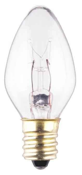 7 1/2 Watt C7 Incandescent Clear E12 (Candelabra) Base, 120 Volt, Box