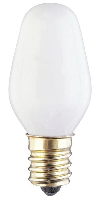 7W C7 Incandescent White E12 (Candelabra) Base, 120 Volt, Card, 2-Pack