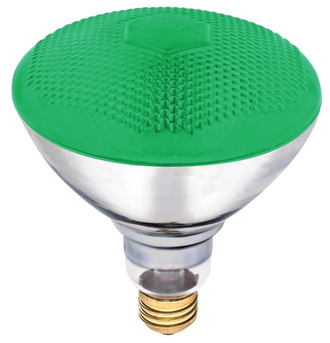 100W BR38 Incandescent Reflector Green Flood E26 (Medium) Base, 120 Volt, Box