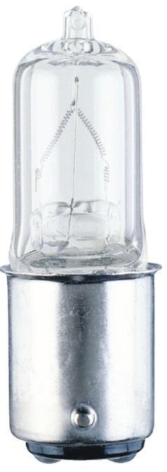 50W T3 Halogen Single-Ended Clear D.C. Bayonet Base, 120 Volt, Card