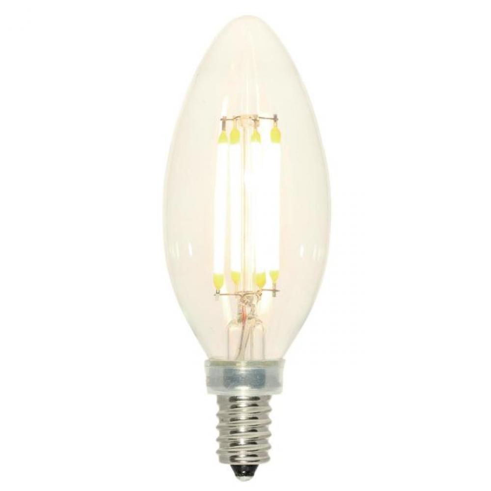 4.5W B11 Filament LED Dimmable Clear 2700K E12 (Candelabra) Base, 120 Volt, Box