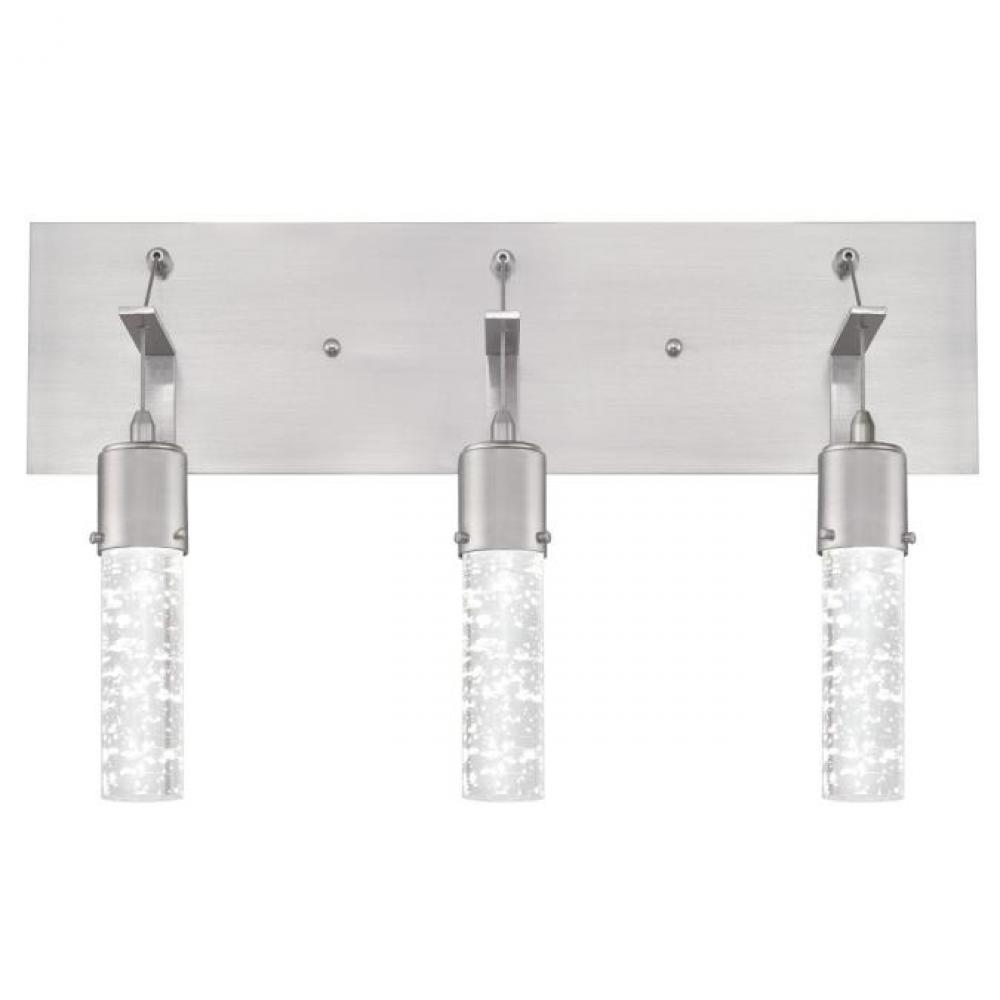 22W 3 Light LED Wall Fixture Brushed Nickel Finish Bubble Glass