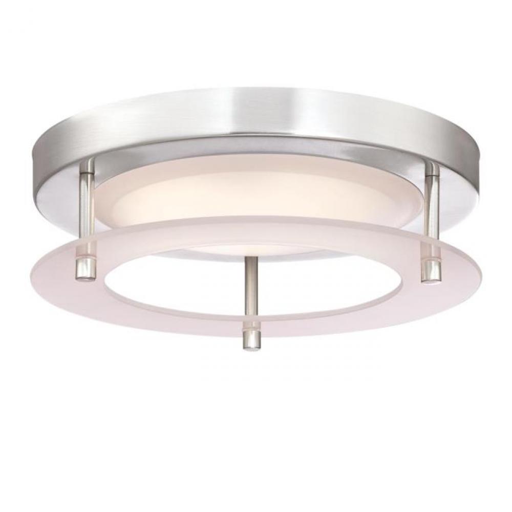 8 in. 15W LED Flush Brushed Nickel Finish Frosted Acrylic Ring