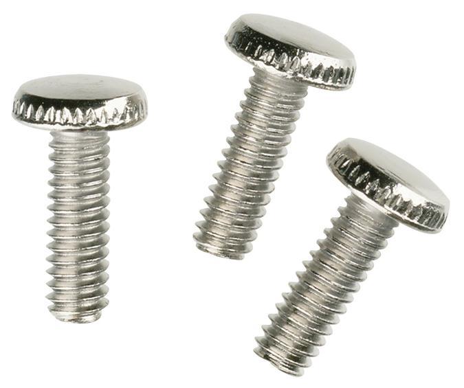 3 Knurled Head Steel Screws Nickel-Plated 1/2" Long