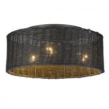 Golden 1084-FM BLK-BW - Erma Flush Mount in Matte Black and Black Wicker