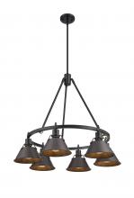 Golden 3306-6 BLK-RBZ - Orwell 6-Light Chandelier in Matte Black with Rubbed Bronze