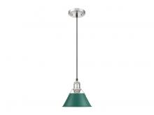 Golden 3306-S PW-GN - Orwell 7.5" Wide Small Pendant in Pewter with Pine Green