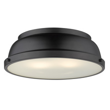 Golden 3602-14 BLK-BLK - Duncan 14" Flush Mount in Matte Black with a Matte Black Shade