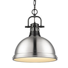 Golden 3602-L BLK-PW - Duncan Large Pendant with Chain