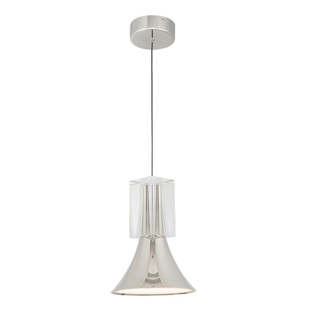 Floe 8-in Polished Nickel/Clear Crystal LED Pendant