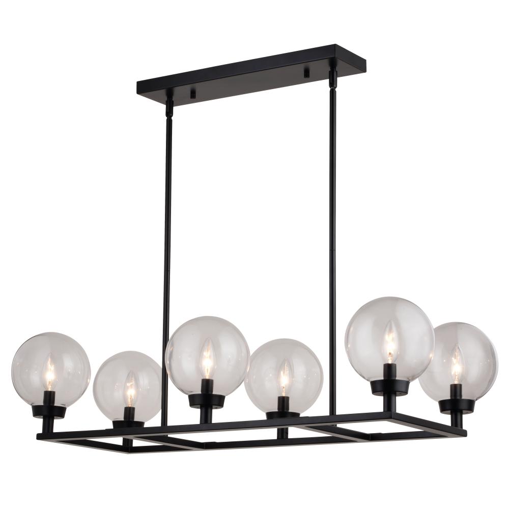 Lander 35-in. 6 Light Linear Chandelier Matte Black