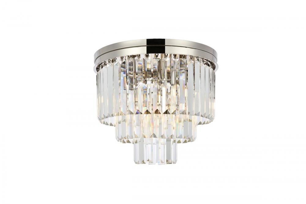 Sydney 9 Light Polished Nickel Flush Mount Clear Royal Cut Crystal