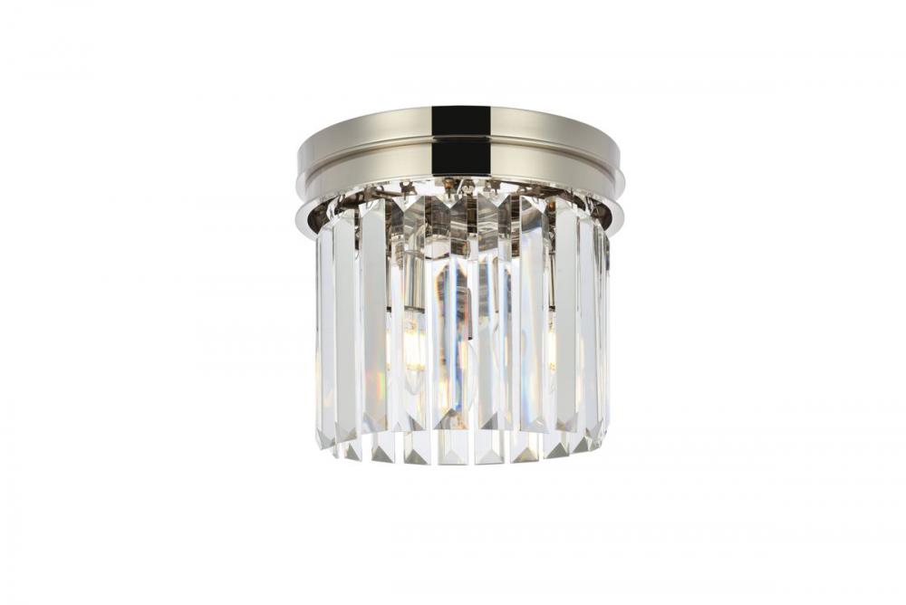 Sydney 3 light polished nickel Flush Mount Clear Royal Cut Crystal