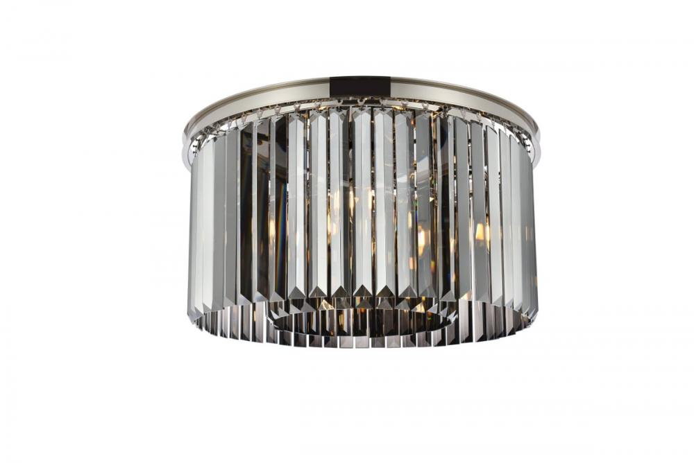 Sydney 8 Light Polished Nickel Flush Mount Silver Shade (Grey) Royal Cut Crystal