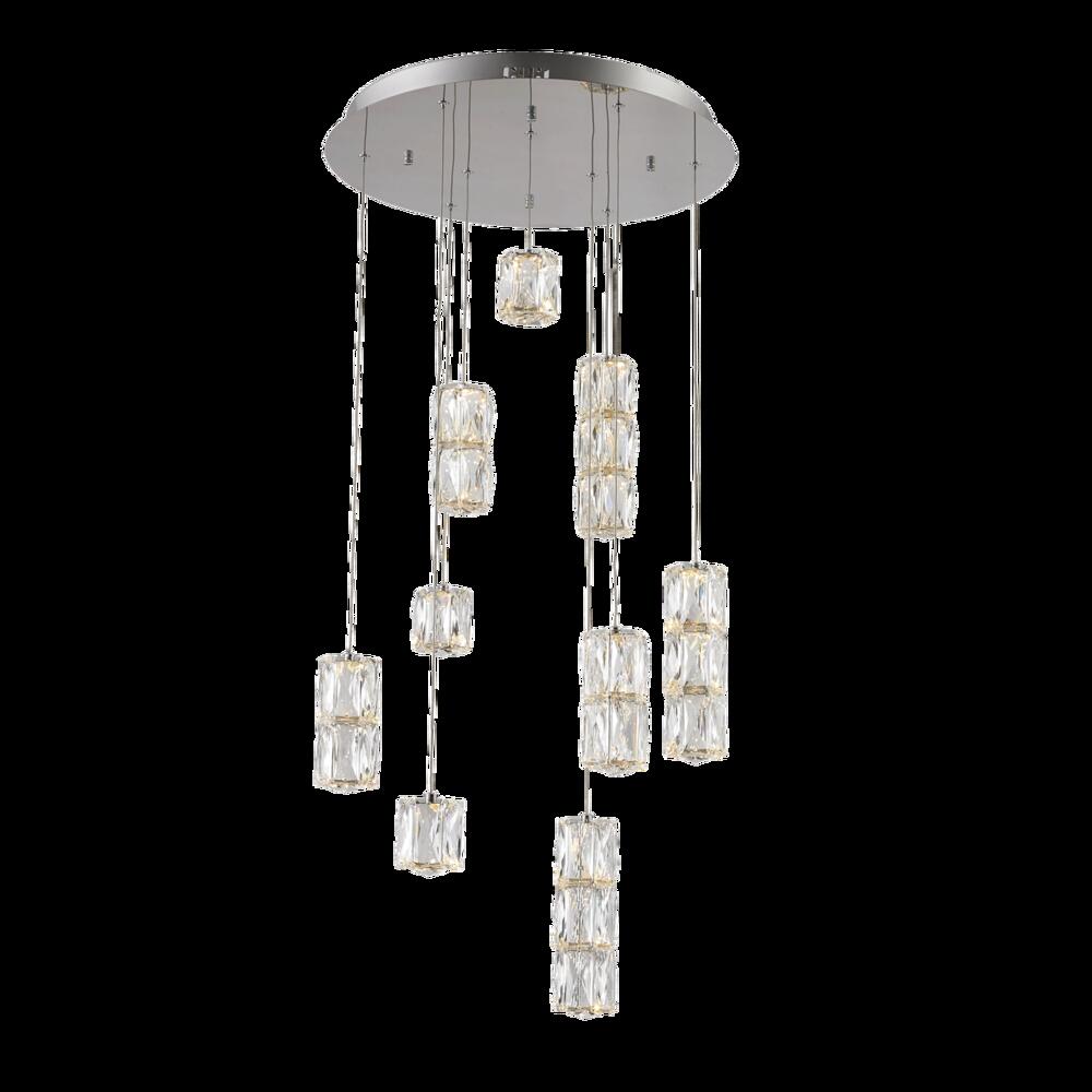 Polaris LED Light Chrome Pendant Clear Elegant Cut Crystal