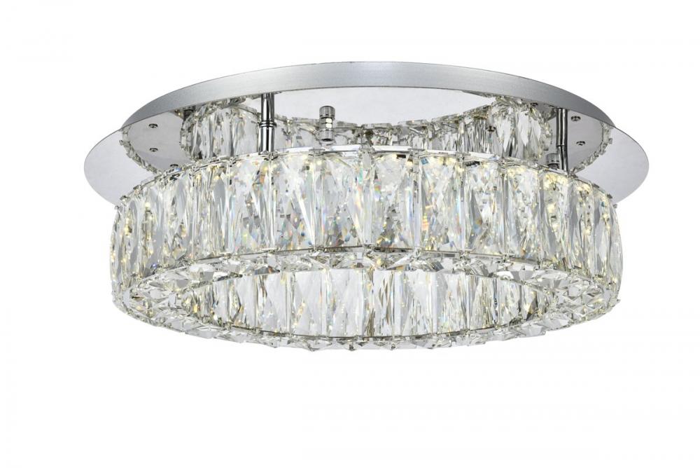 Monroe LED Light Chrome Flush Mount Clear Royal Cut Crystal