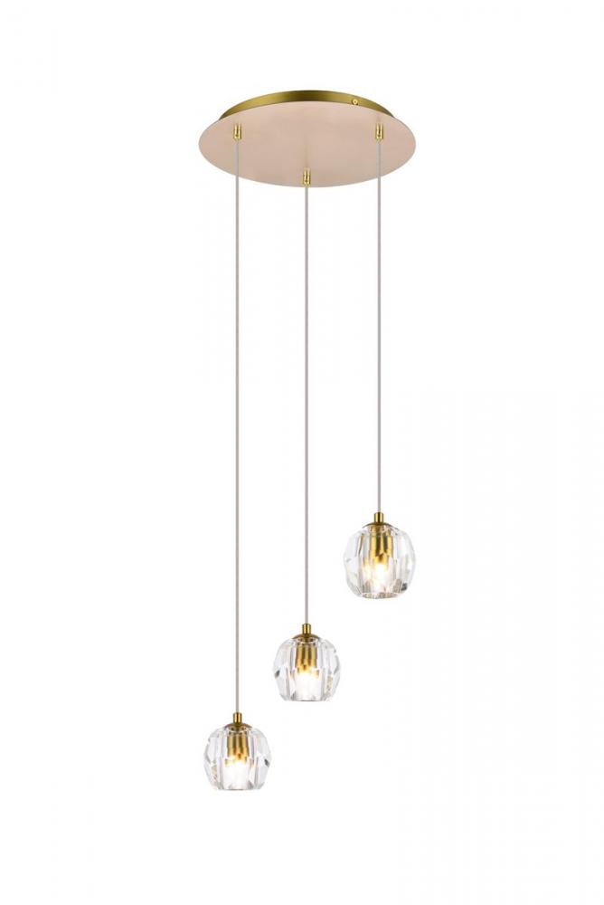 Eren 3 Lights Gold Pendant