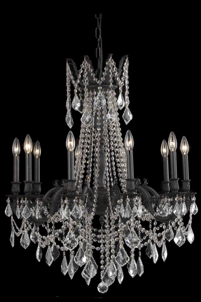 Rosalia 10 Light Dark Bronze Chandelier Golden Teak (Smoky) Royal Cut Crystal