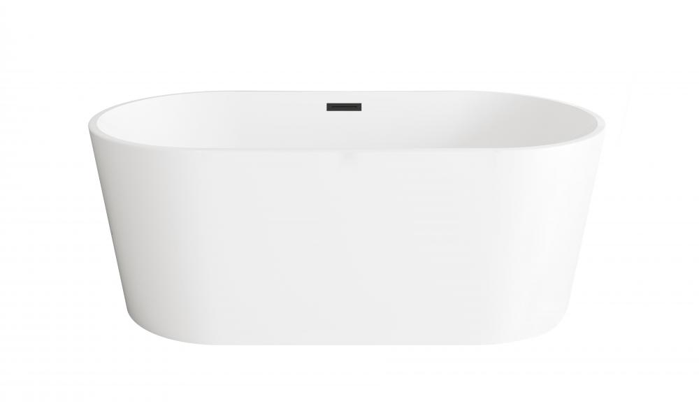 59 inch Bathtub in Glossy White with Matte Black Trim