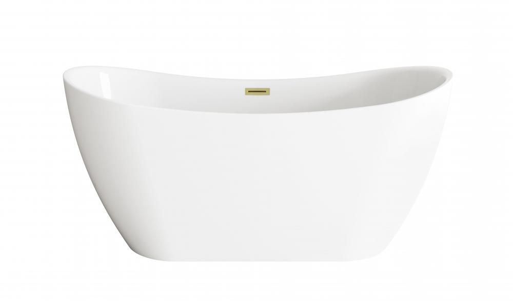 59 inch Bathtub in Glossy White with Brushed Gold Trim