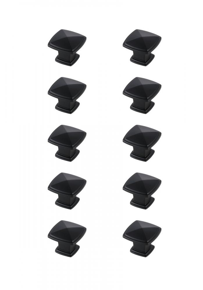 Marcel 1.2" Matte Black Square Knob Multipack (Set of 10)