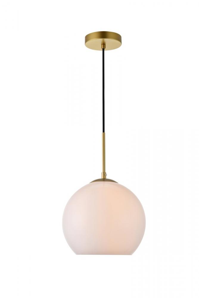 Baxter 1 Light Brass Pendant With Frosted White Glass