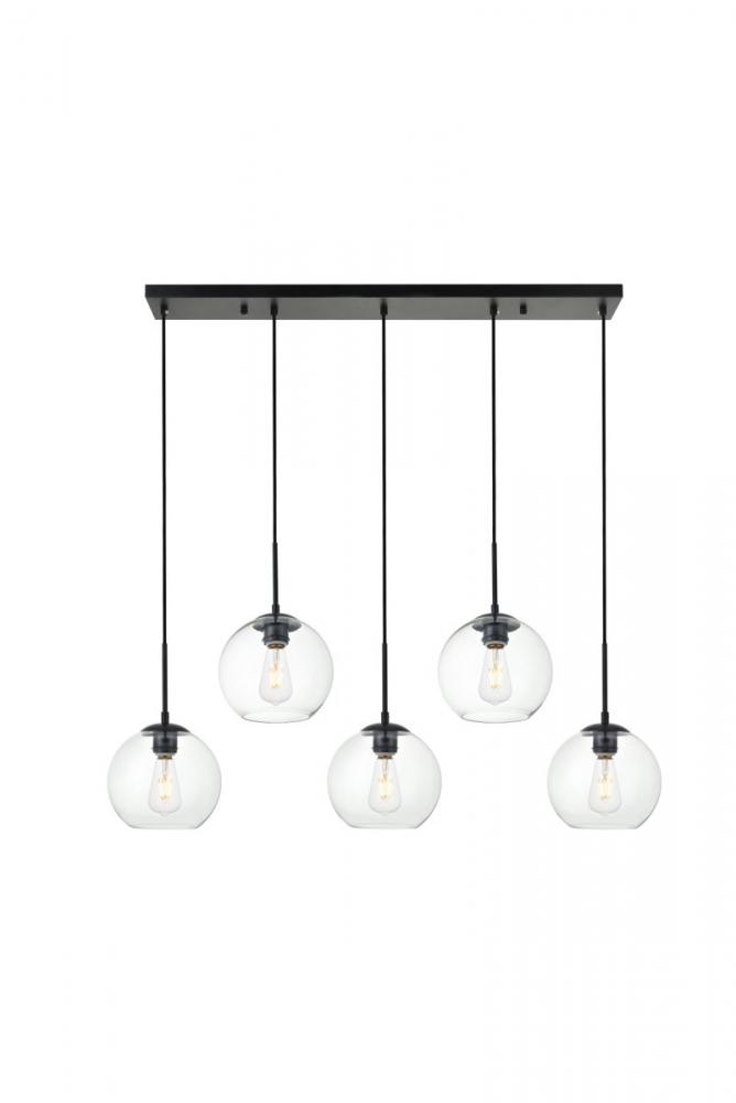 Baxter 5 Lights Black Pendant With Clear Glass