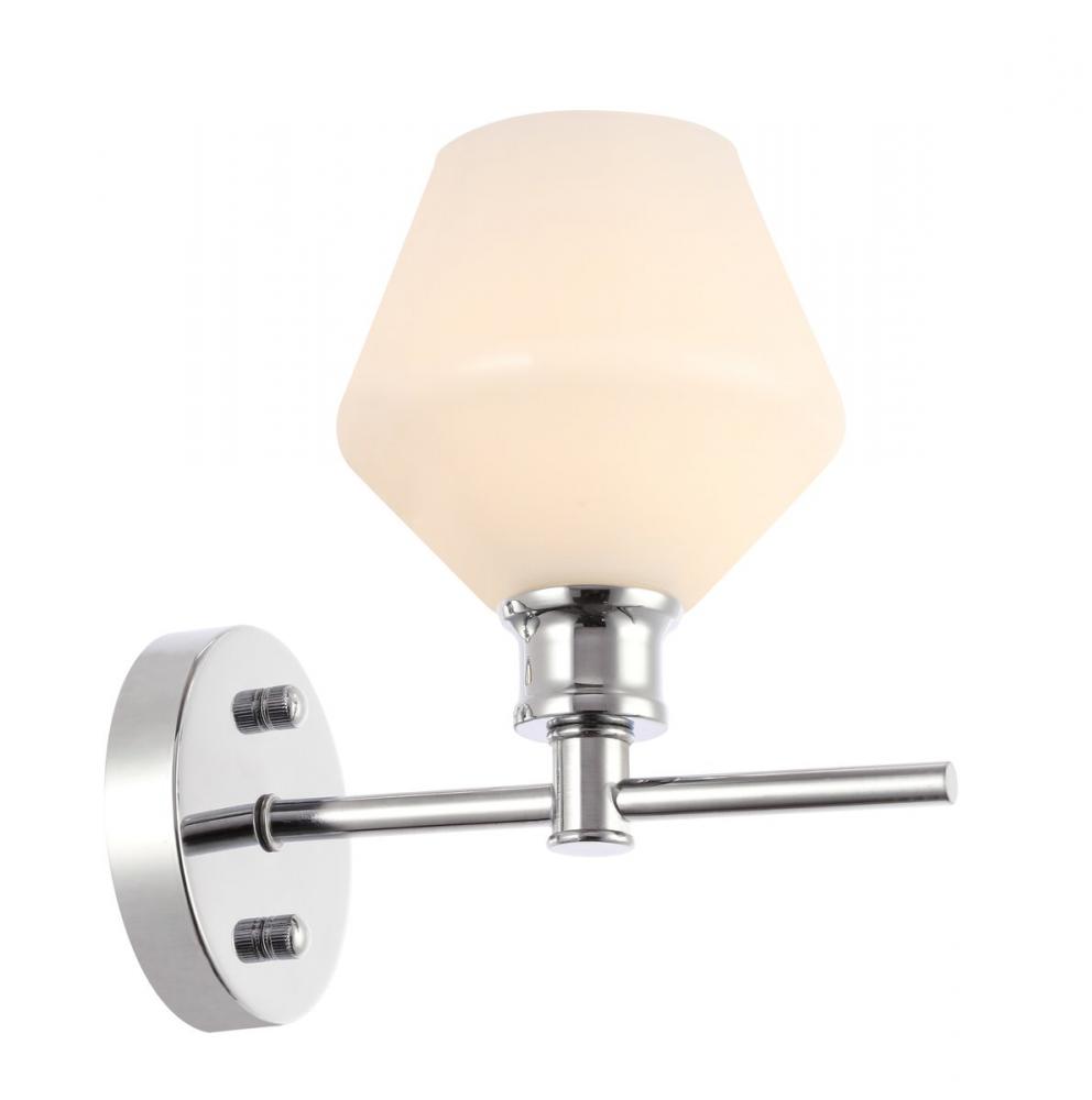 Gene 1 light Chrome and Frosted white glass Wall sconce