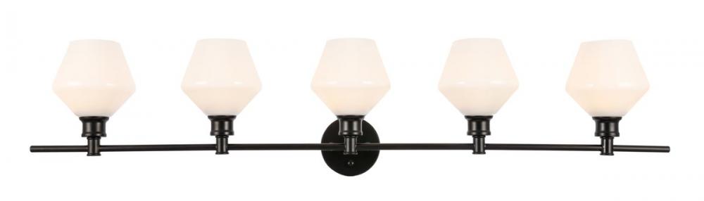 Gene 5 light Black and Frosted white glass Wall sconce