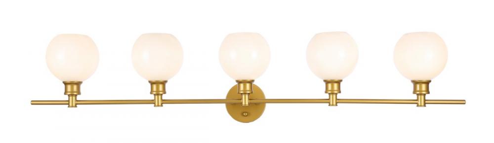 Collier 5 light Brass and Frosted white glass Wall sconce