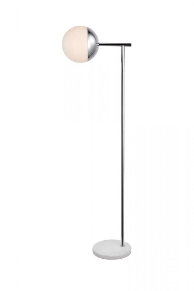 Eclipse 1 Light Chrome Floor Lamp With Frosted White Glass