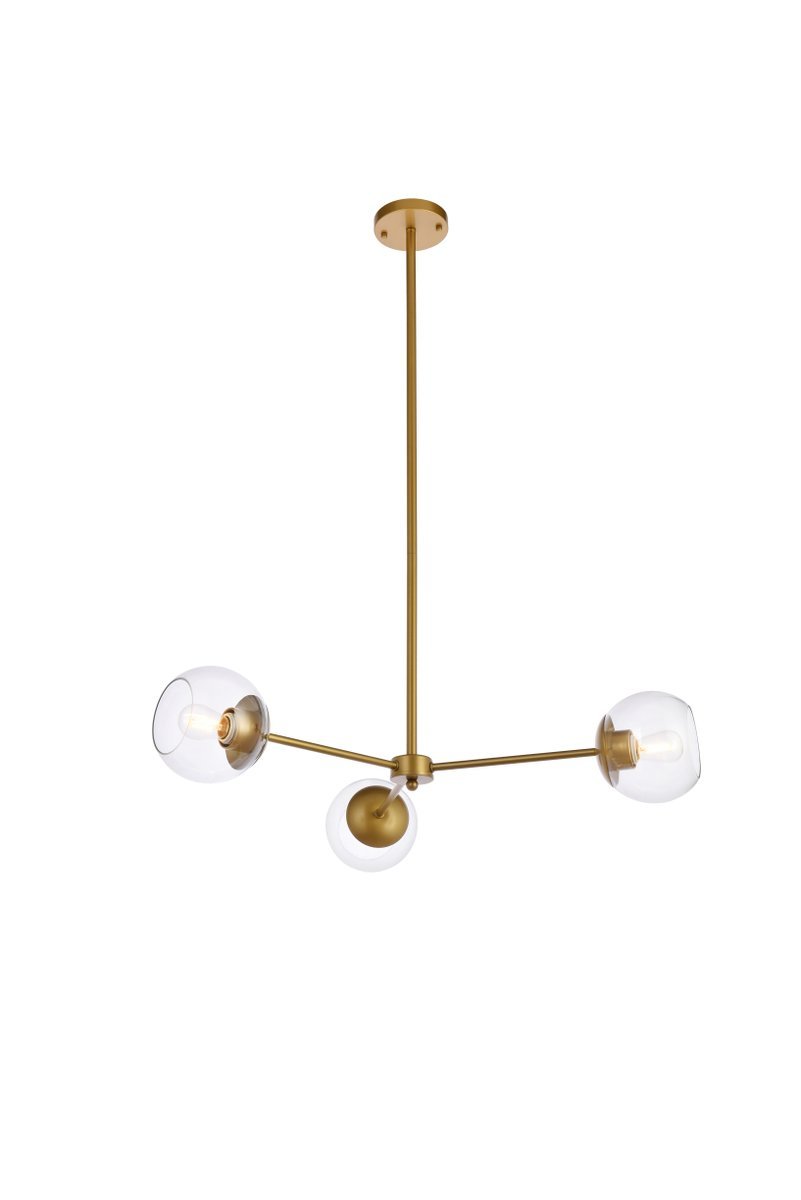 Briggs 32 inch pendant in brass with clear shade